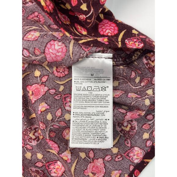 Old Navy Burgundy Floral Short Sleeve Dress Size M - Picture 9 of 9